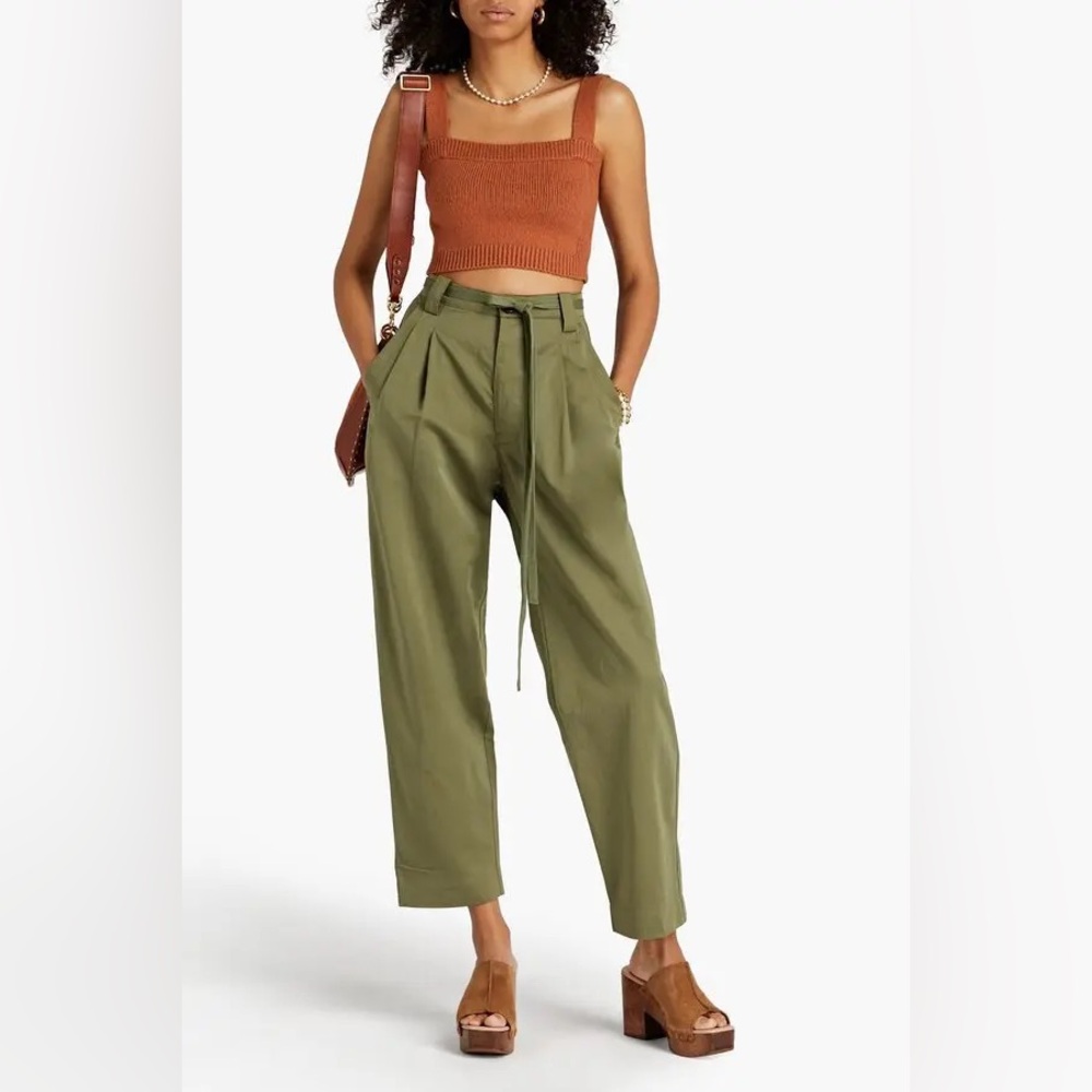 A.L.C. Winona Cotton-Cashmere Bra Top | Brown knit crop top